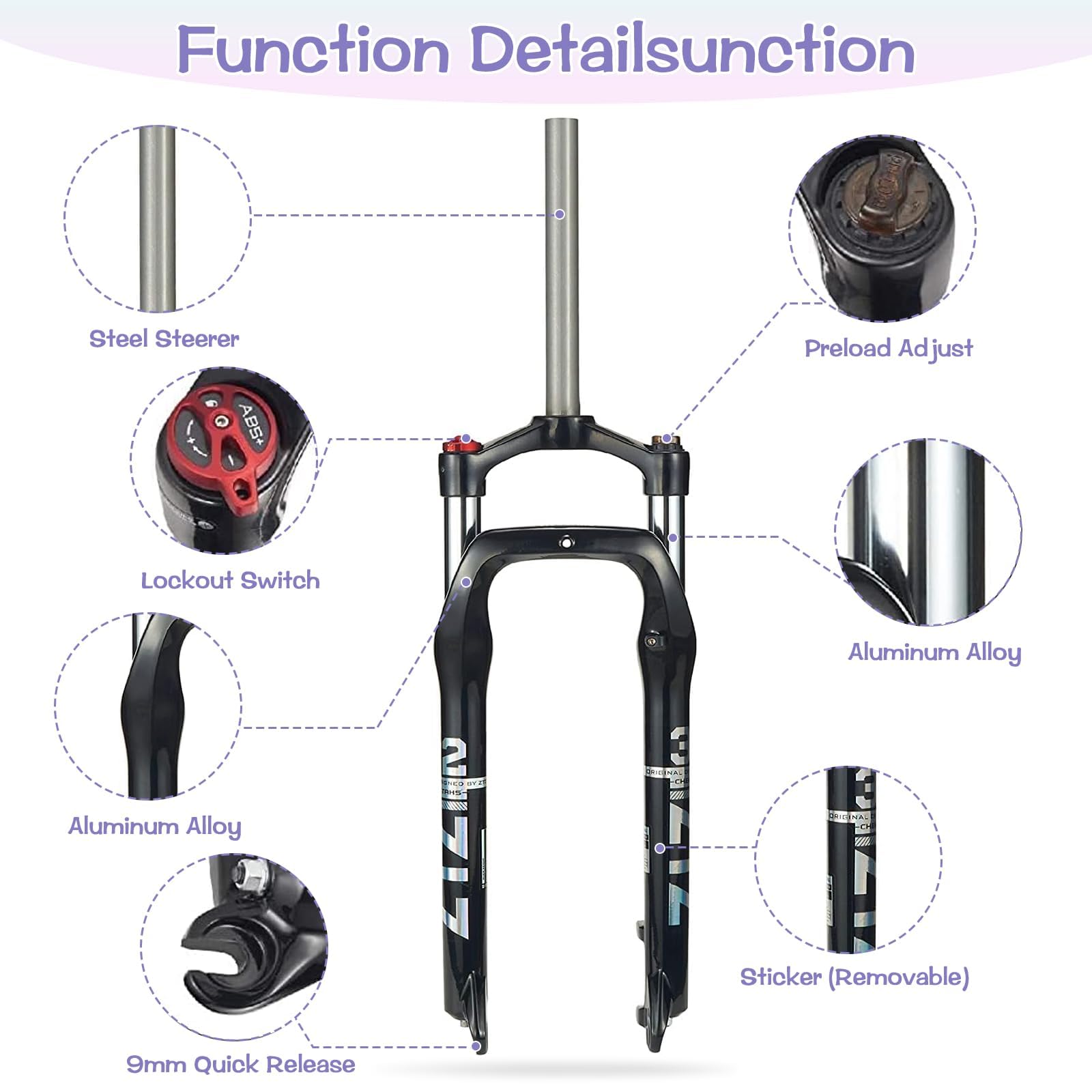 Amazon.com : ZTZ 26 * 4.0 inch Fat Tire MTB Suspension Fork