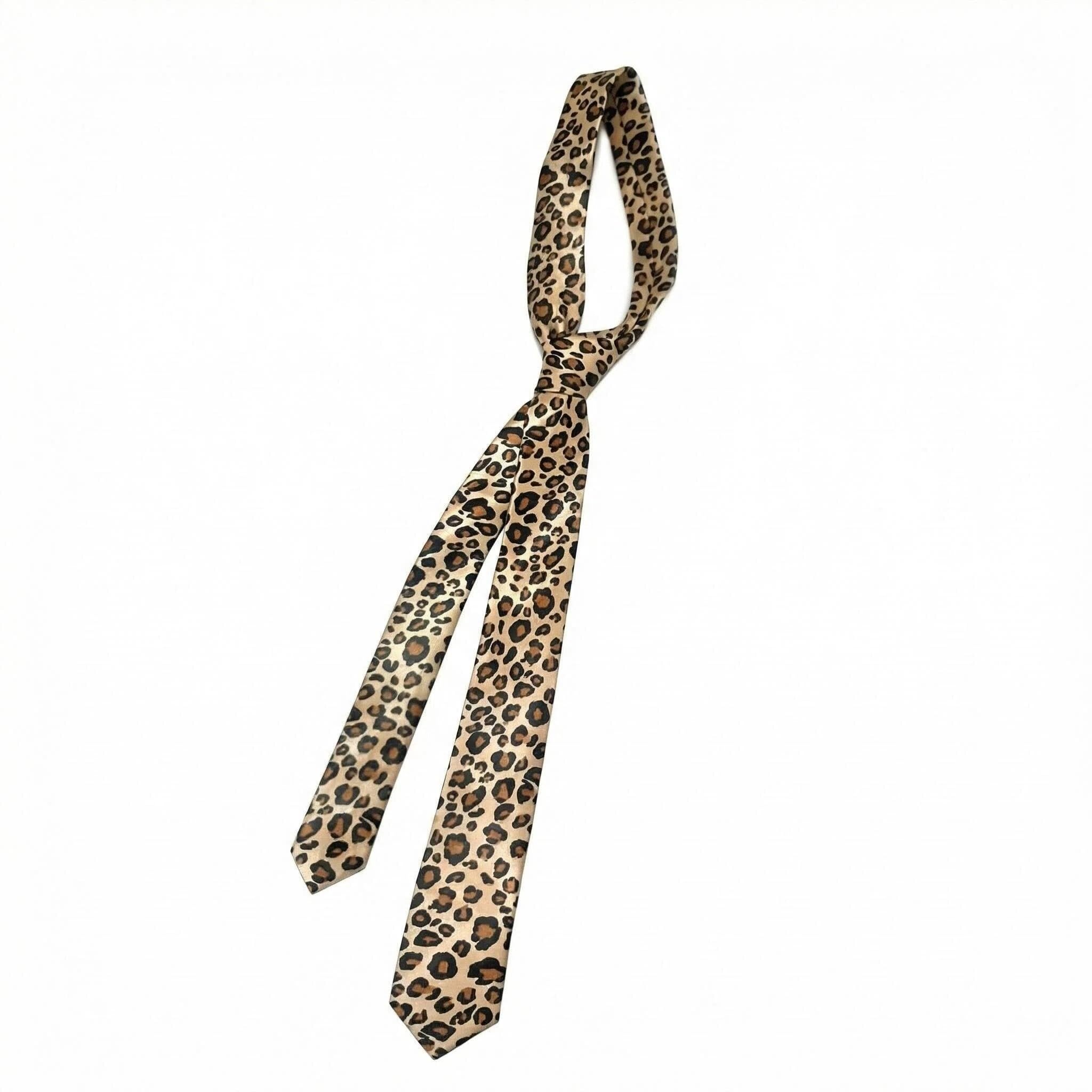Cretvestsar Leopard Print Tie for Men - Casual & Formal Necktie, Stylish Animal Print Accessory