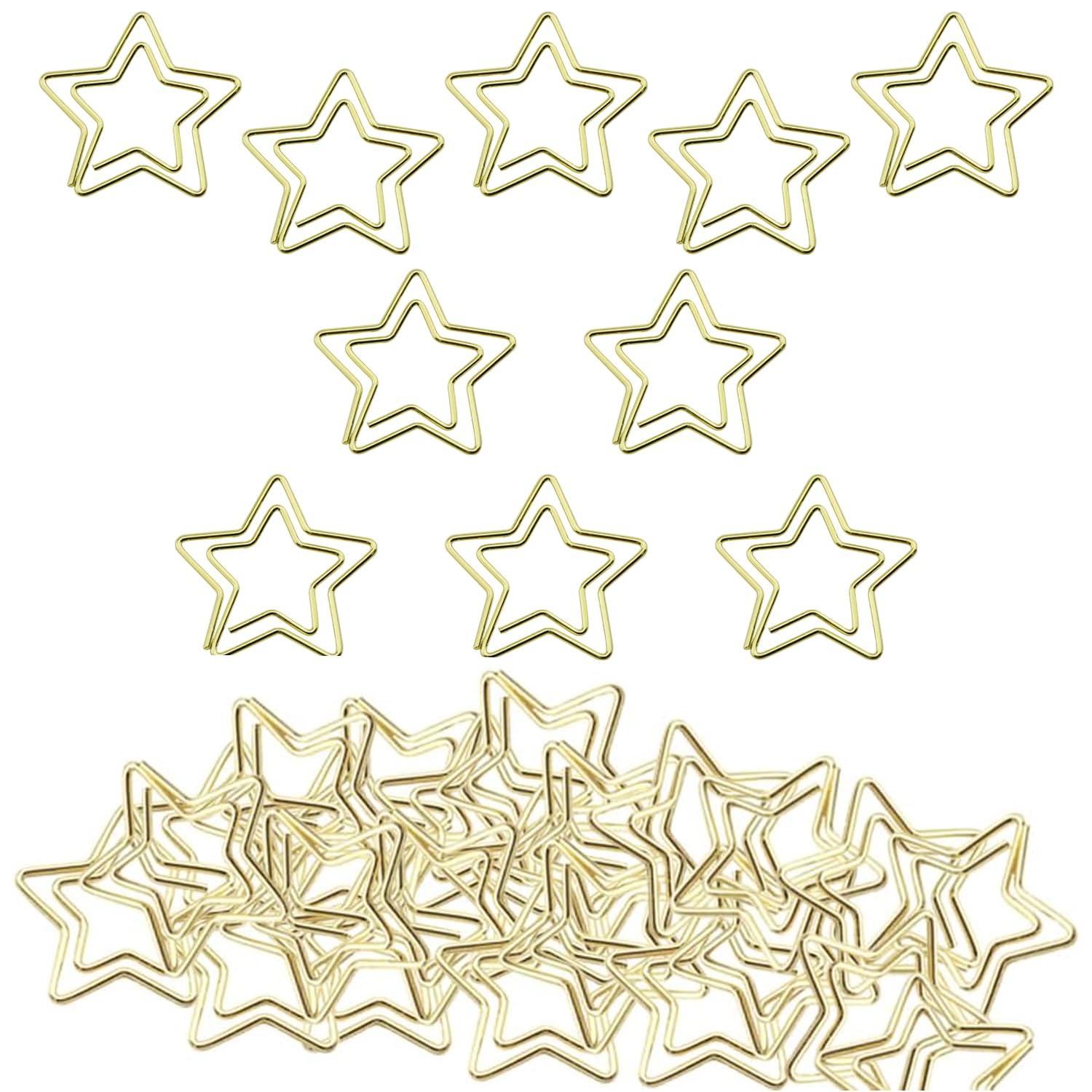 Heyous 50PCS Star Bookmark Holder Paper Clip Bookmark Holder Gold Pentagram Creative Paperclip Suitable for Office and School and Home Bookmark