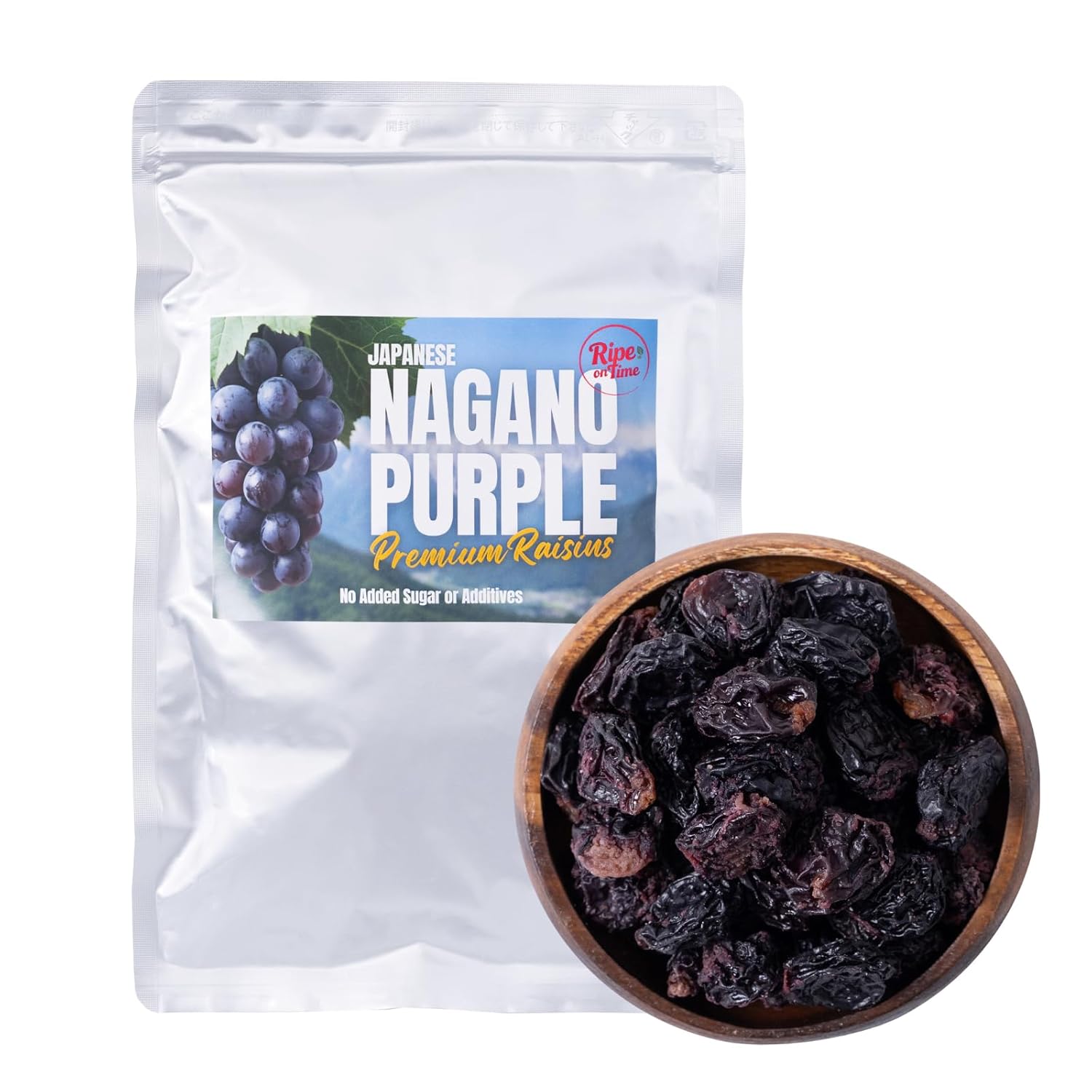 Rare Japanese Dried Giant Grapes (Nagano Purple) - Refined Sweetness & Elegant Aroma - Luxury Jumbo Raisins for Gourmet Pairing - No Sugar Added, Seedless (8.8oz)