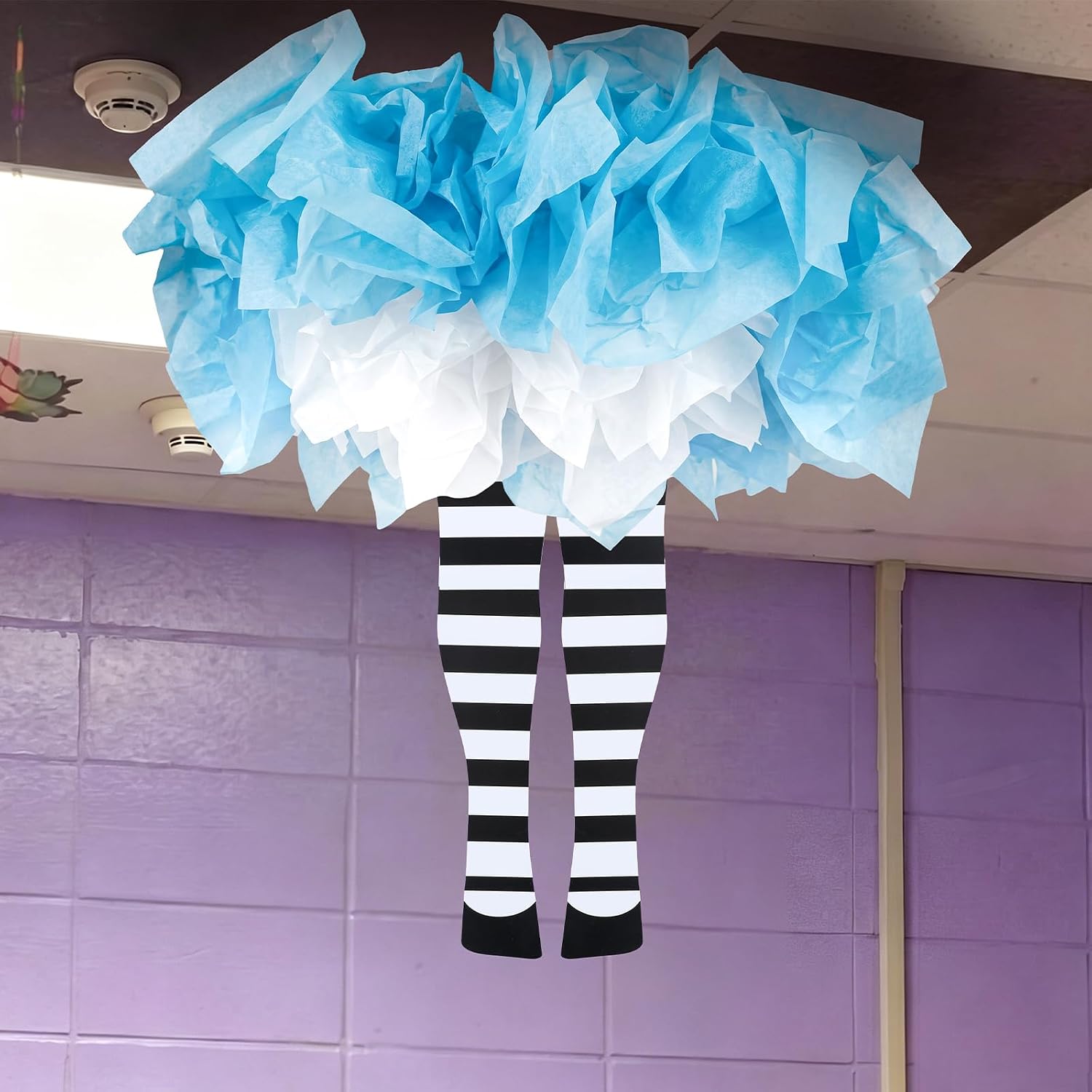 Wonderland Themed Ceiling Prop DIY Striped Stockings Blue Skirt