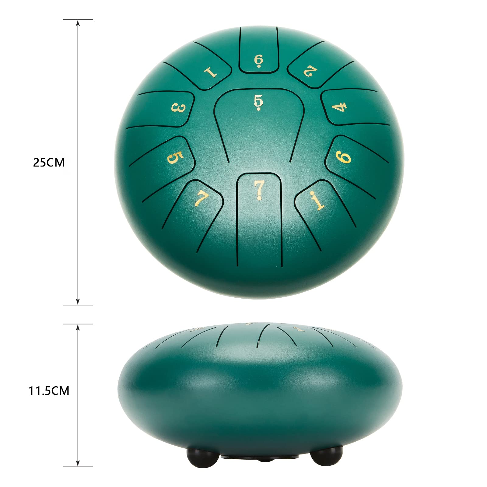 Tongue Drum Relaxant 10 pouces 11 tons- Instrument de Musique Intuitif pour Méditation Zen,Yoga et Éveil Musical - Tambour en Acier pour Enfant et Adulte avec Sac et Accessoires