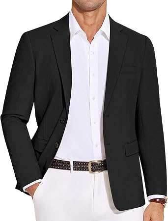 COOFANDY Mens Casual Blazer Lightweight Slim Fit Suit Jacket Two Button Cotton Sport Coats