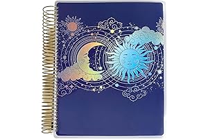12 Month Undated 9.5" Planner with Month and Event Flag Stickers - Sun & Moon