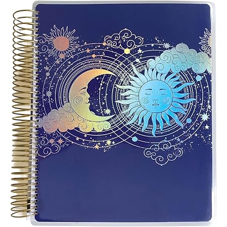 12 Month Undated 9.5" Planner with Month and Event Flag Stickers - Sun & Moon