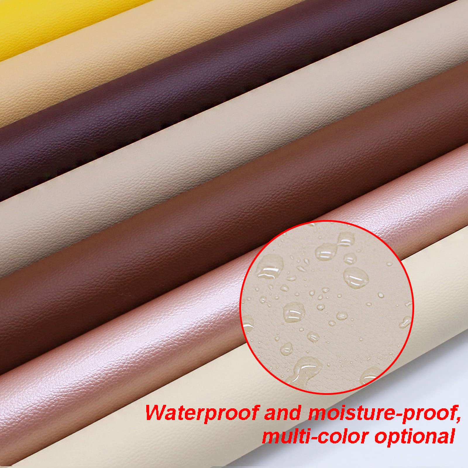24 Colors Lychee Pattern Large Leather Repair Patch Kit - 59x19 Inch Self-Adhesive Faux Leather Patch For Couches, Car Seats, Chairs (Lemon Yellow) - View #8