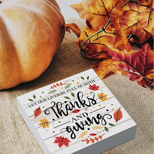 Miniatura 3 de Cartel rústico de madera de Acción de Gracias, bonito letrero de otoño, caja de madera decorativa de granja, placa de bloque para pared, escritorio,