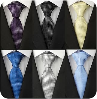 Adulove Men's Necktie Classic Silk Tie Woven Jacquard Neck Ties 6 PCS