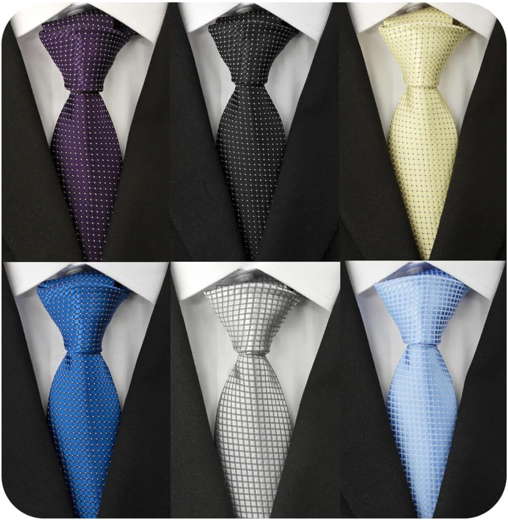 Men's Necktie Classic Silk Tie Woven Jacquard Neck Ties 6 PCS