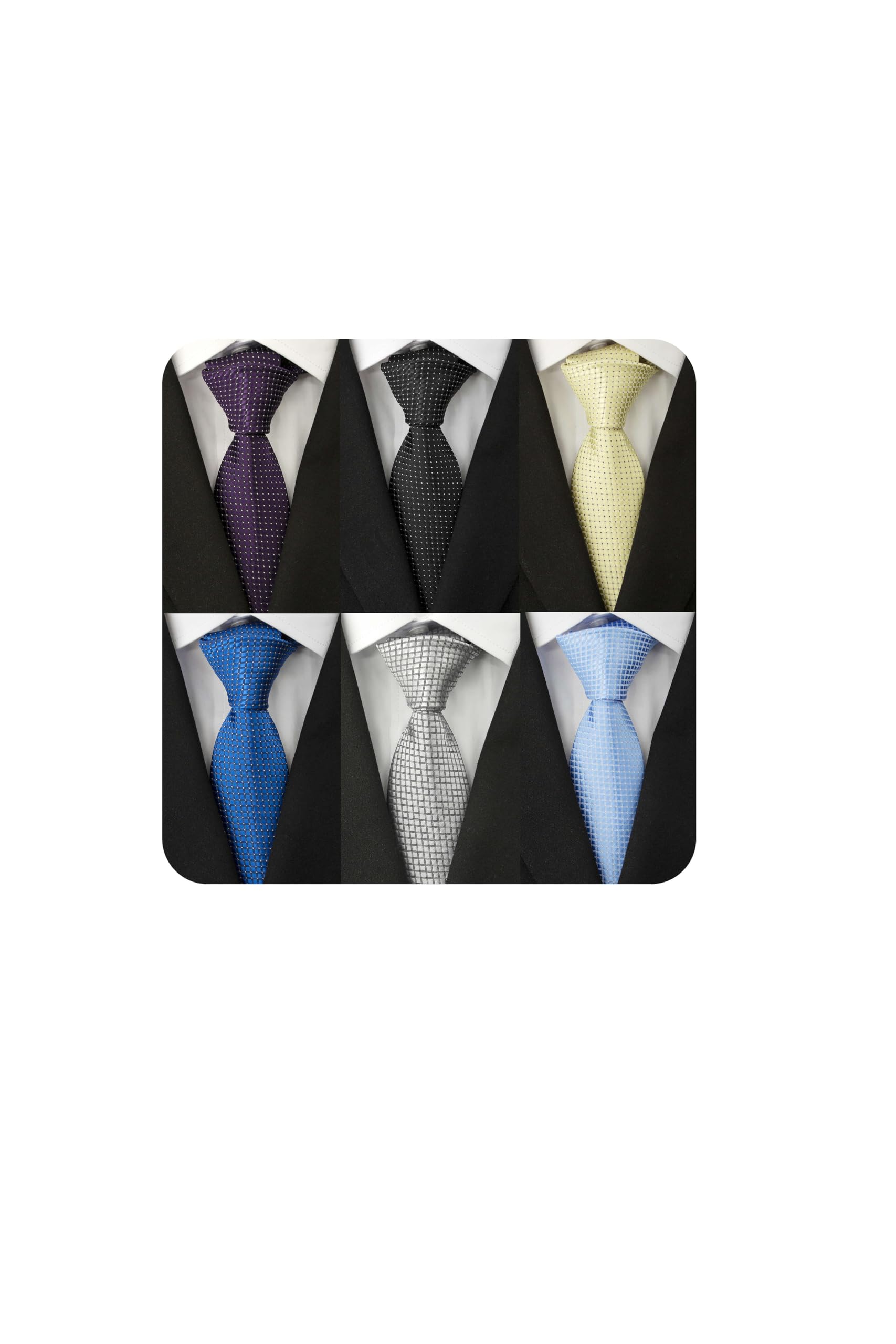 Adulove Men's Necktie Classic Silk Tie Woven Jacquard Neck Ties 6 PCS