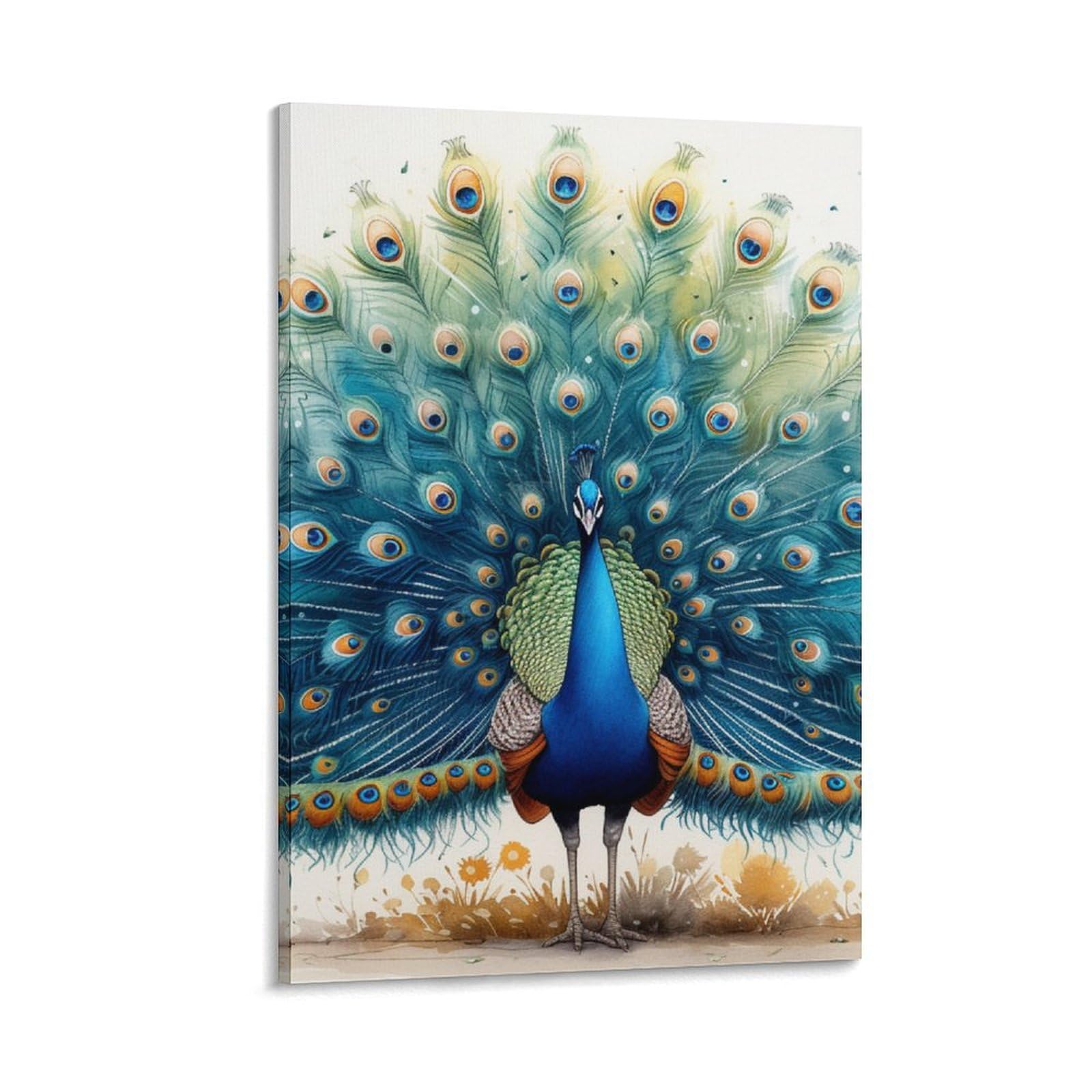 DHBANEIOK Peacock Print, Canvas Wall Art, Pictures for Living Room And Bedroom, Prints for Special Occasions 16x24inch(40x60cm)
