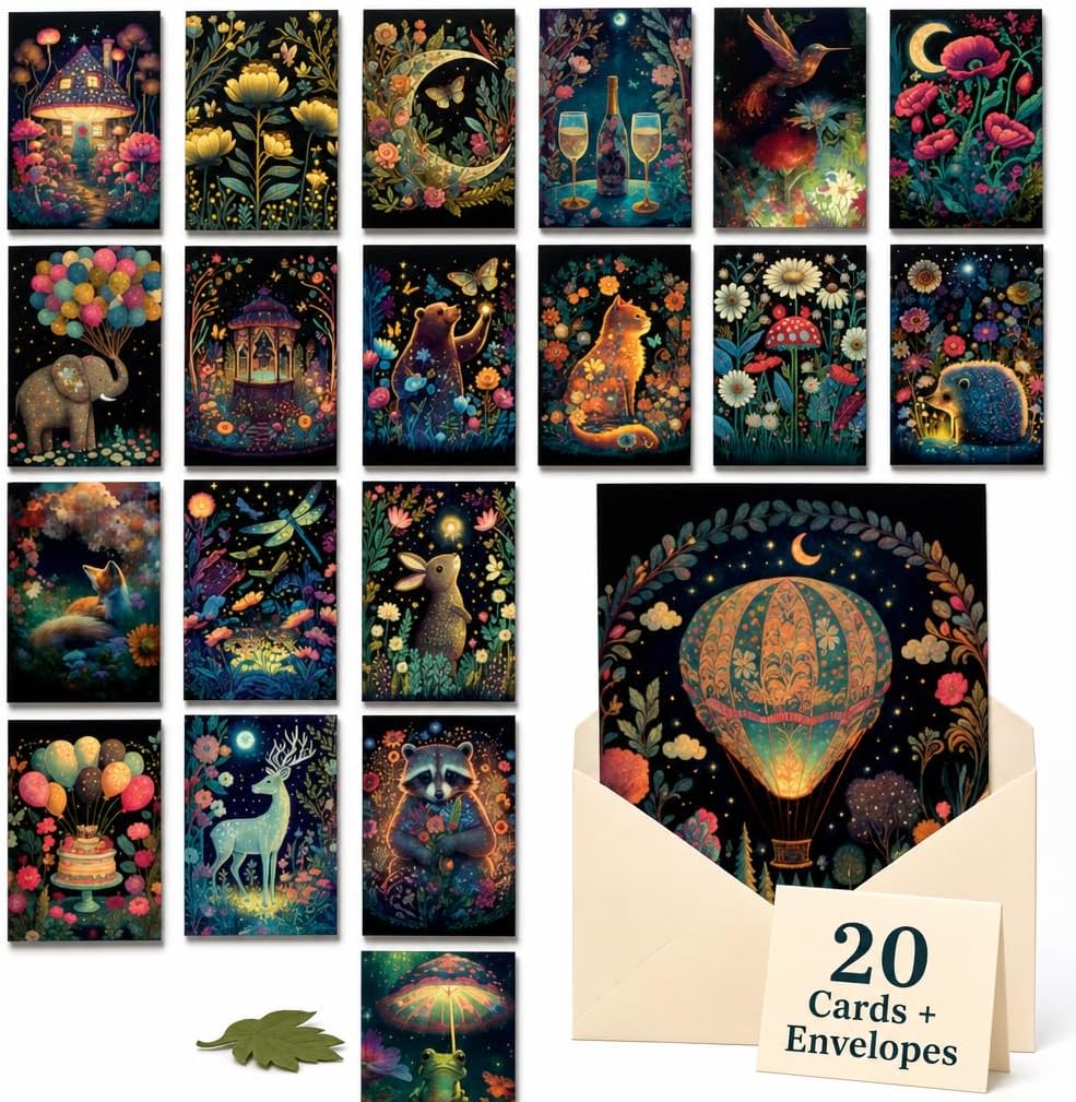 Leanin' Tree Night Garden 20 All Occasion Greeting Cards, Organizer Box