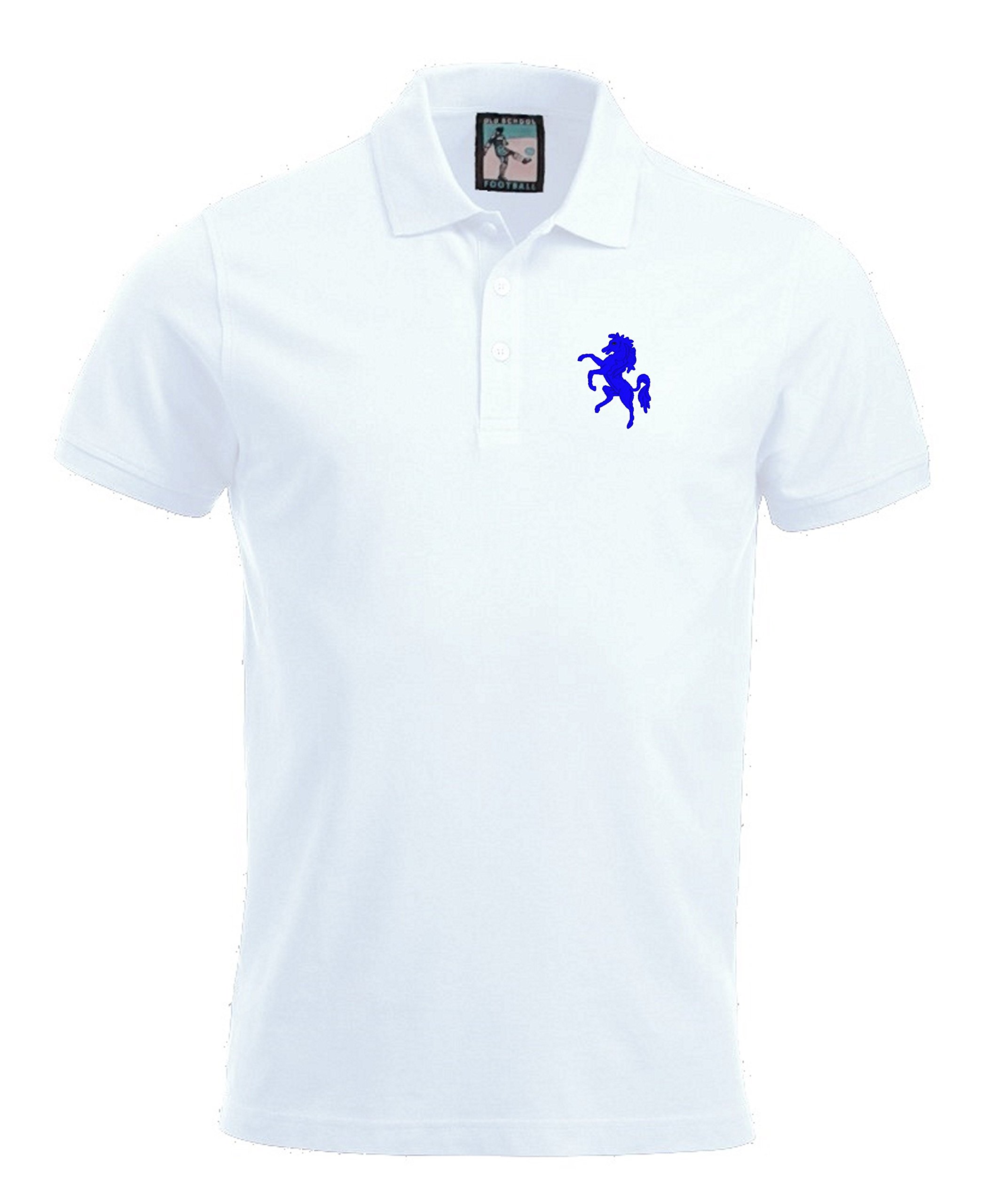 Old School Football Men's White Gillingham 1977-1980 Retro Football Polo Embroidered Logo