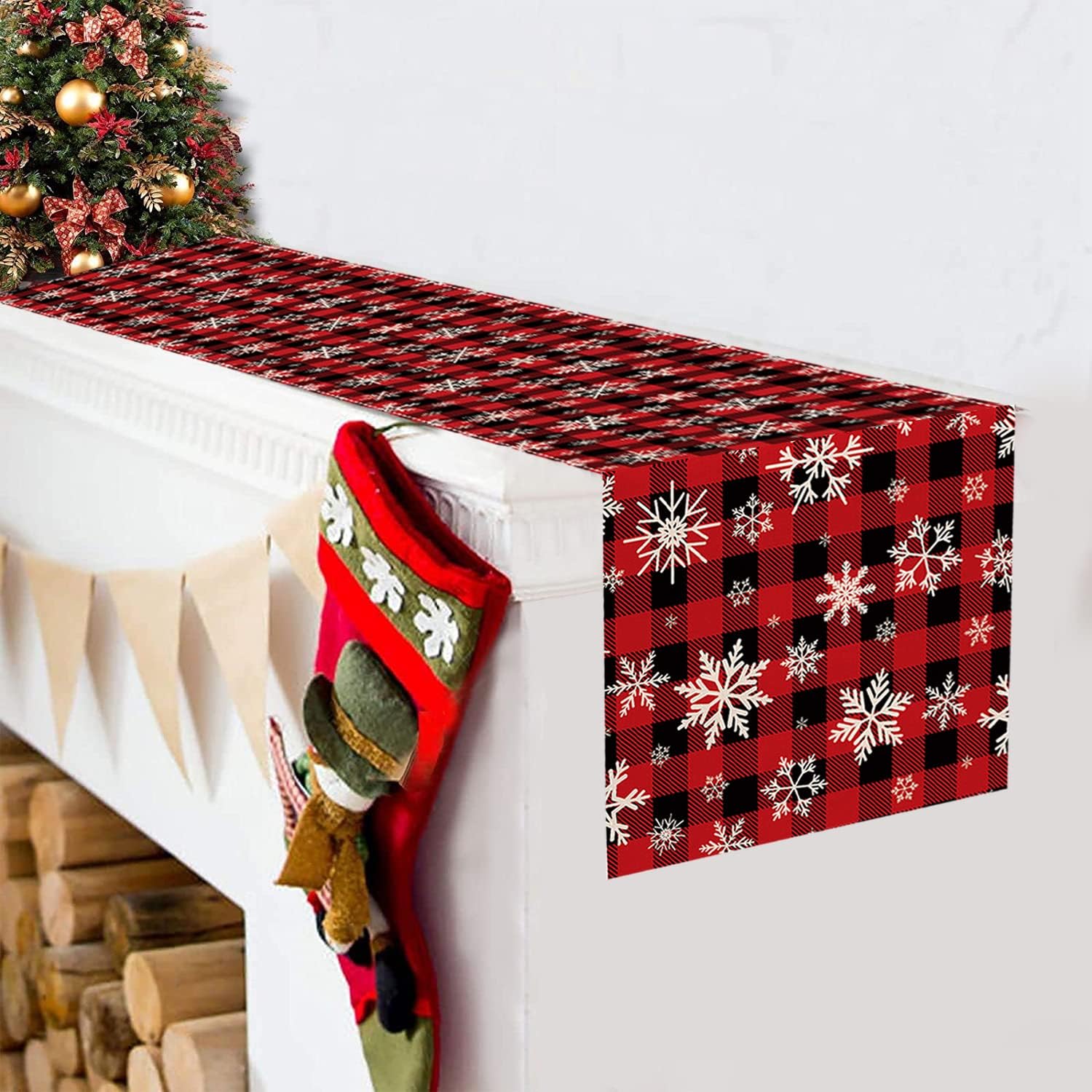 Runner da tavola invernali/Runner da tavola natalizio/Tovaglia con stampa di pini e pecore/Piano da tavola di Buon Natale/Regalo di Natale/Tema invernale - Italia