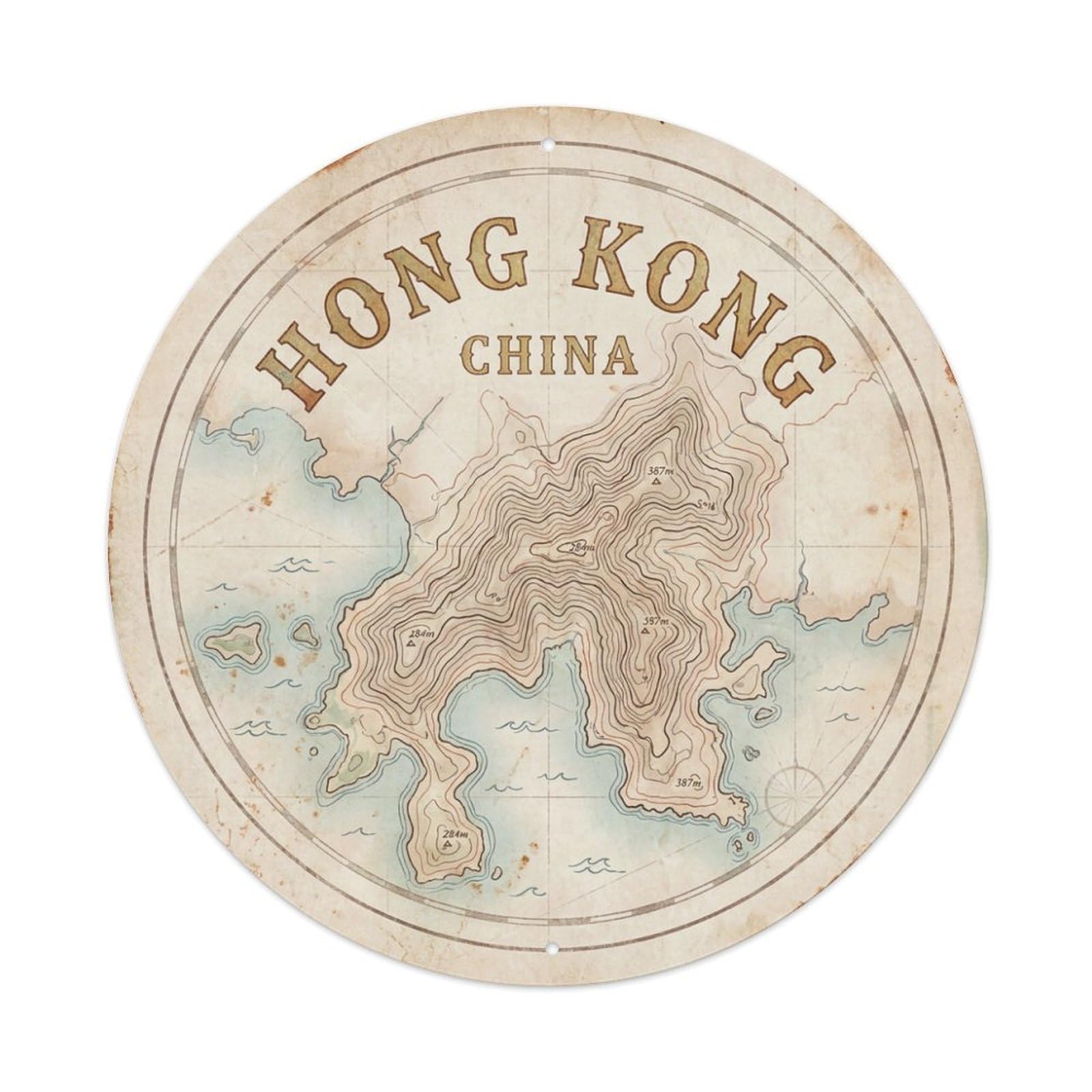 Vintage Travel Hong Kong China Spirit Metal Tin Sign