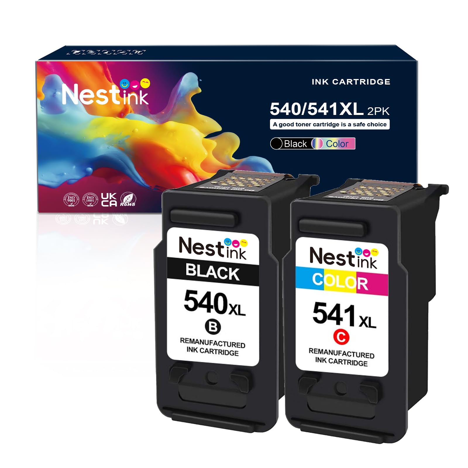 Cartucce d'inchiostro 540XL 541XL, confezione doppia (1 nero e 1 colore), ad alta resa, compatibili con Canon Pixma MG Series MG2250 MG3150 MG3550 MG4150, MX375 MX395 MX435 MX515, TS202 TS302