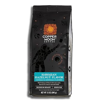 Copper Moon Ground Coffee, Medium Roast, Hawaiian Hazelnut Blend, 12 Oz