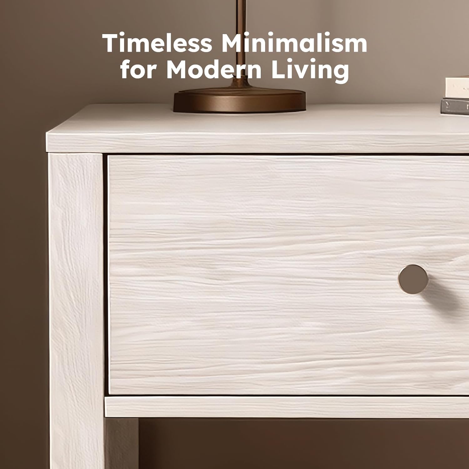 White Nightstand Set of 2, Modern Nightstand Bedside Table with Drawer and Large Storage Shelf, End Tables Side Tables for Bedroom, Mesa de Noche for Small Spaces