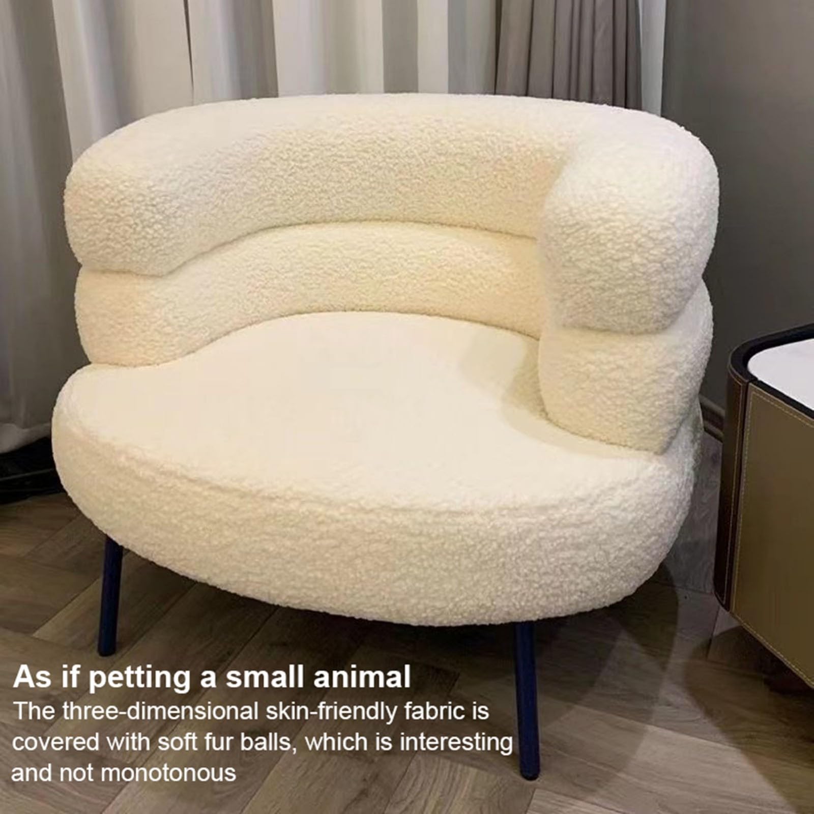 Poltrona da Salotto,Poltrona Imbottita In Tessuto Teddy con Braccioli,Design Avvolgente,Struttura In Legno e Gambe In Acciaio,per Soggiorno e Camera da Letto D