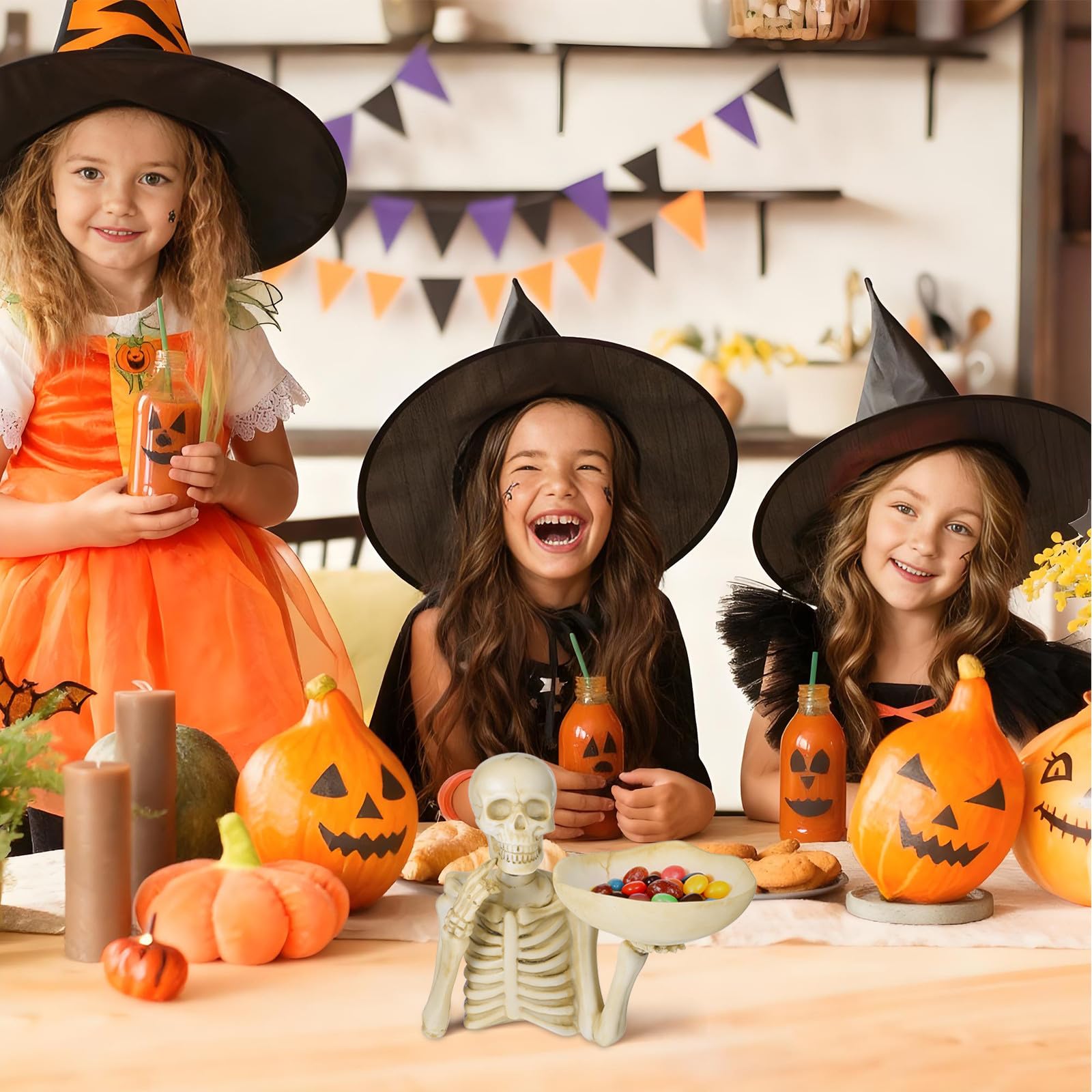 Pojemnik Na Słodycze W Kształcie Szkieletu Na Halloween: Taca Do Serwowania W Kształcie Czaszki - Misa Na Słodycze Z Żywicy I Dekoracyjna Na Owoce. Gotycki Pojemnik Na Biżuterię W Szkieletu Na Imprezę
