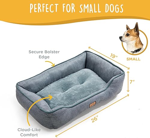 Miniatura 5 de Cama pequeña para perros de 26 pulgadas, sofá lavable de felpa para perros y gatos pequeños, cama rectangular suave para cachorros con base