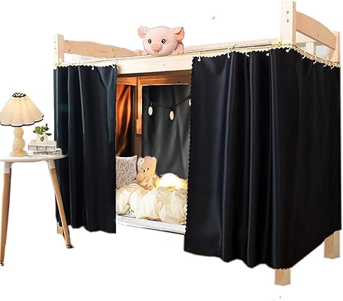 2 paneles de dormitorio para el hogar, litera gruesa sólida, cortinas de cama opacas de tela, toldo de cama para hombres y mujeres, cama individual