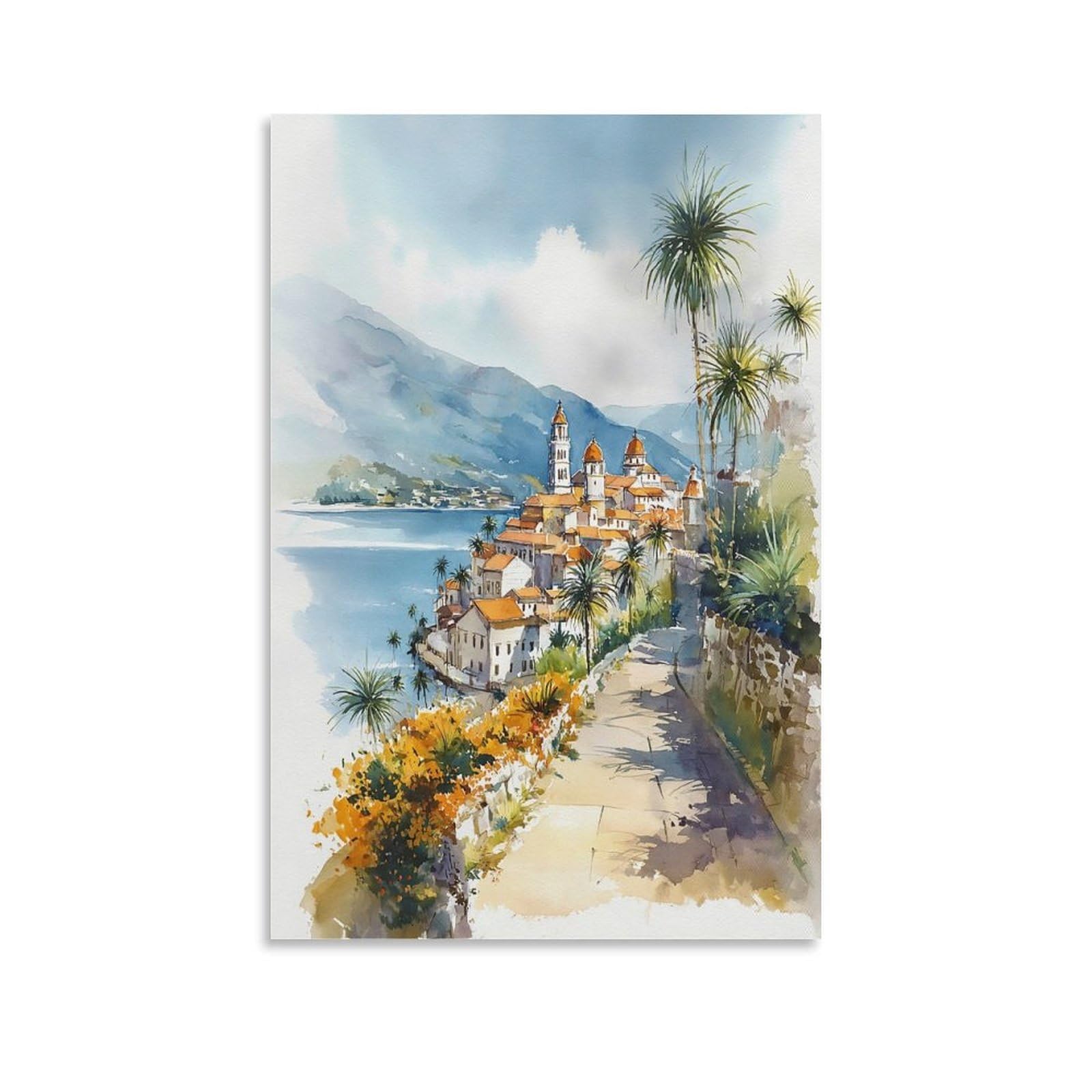 LCYNNH Orange County 24x36inch(60x90cm) Vintage Travel Poster Watercolor Canvas Art