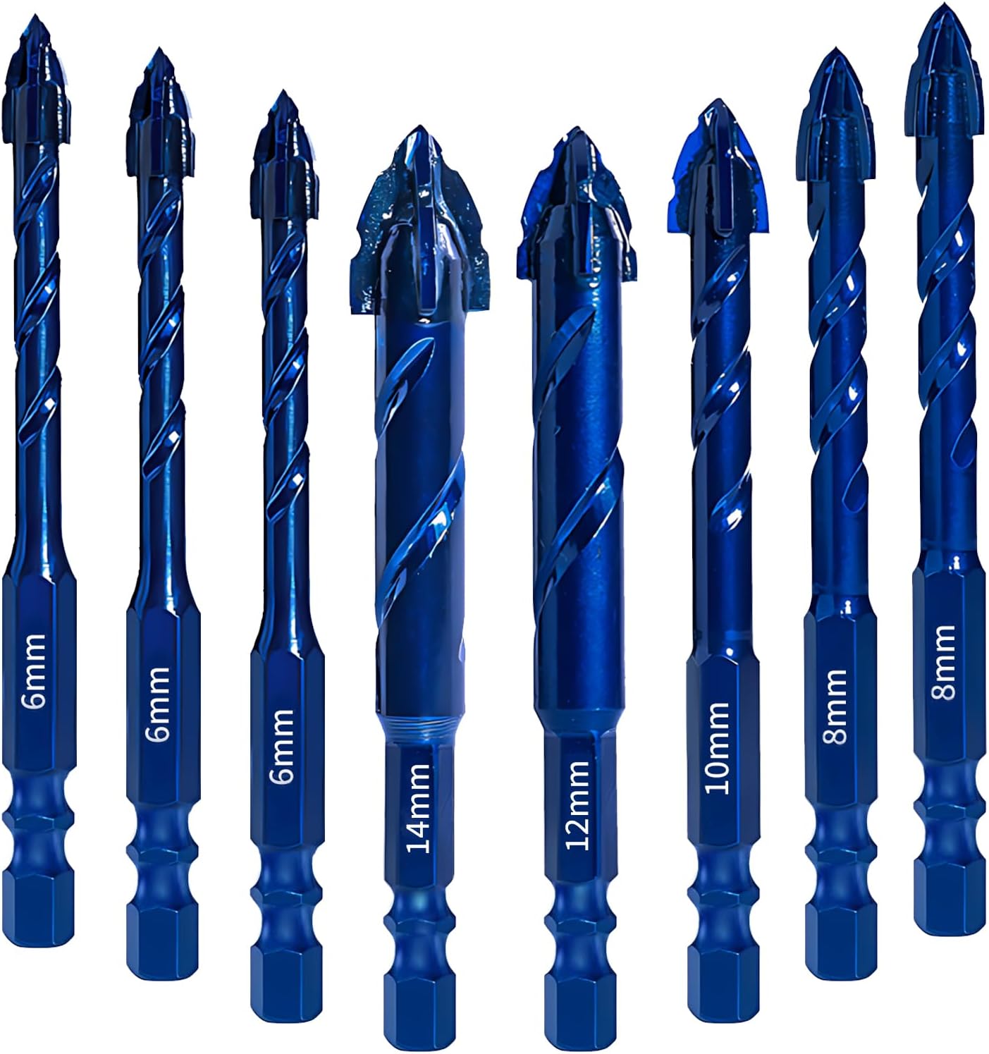 Upgraded SONCHIE Serrated Masonry Drill Bit Set - 1/4 to 9/16 Inch 8-Piece Set Industrial & HouseholdDrill Bit Set for Concrete/Tile/Glass/Brick/Ceramic/Plastic/Wood