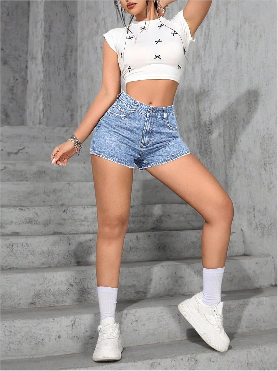 SOLY HUX Women's High Waisted Summer Denim Shorts Straight Leg Skinny Mini Jeans with Pocket - Image 5