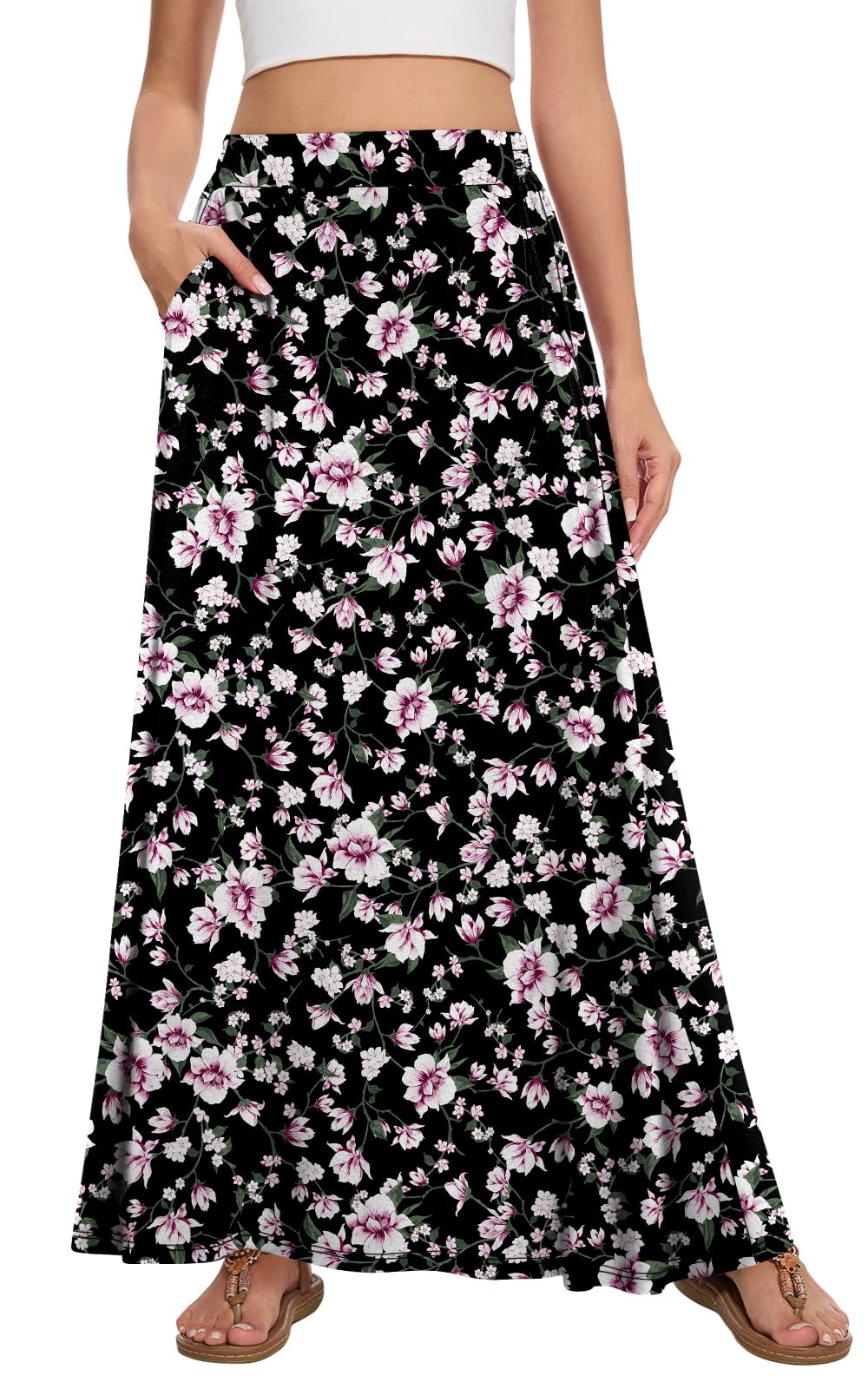 Womens Maxi Skirt Long Flowy Summer A-Line High Waist Skirts