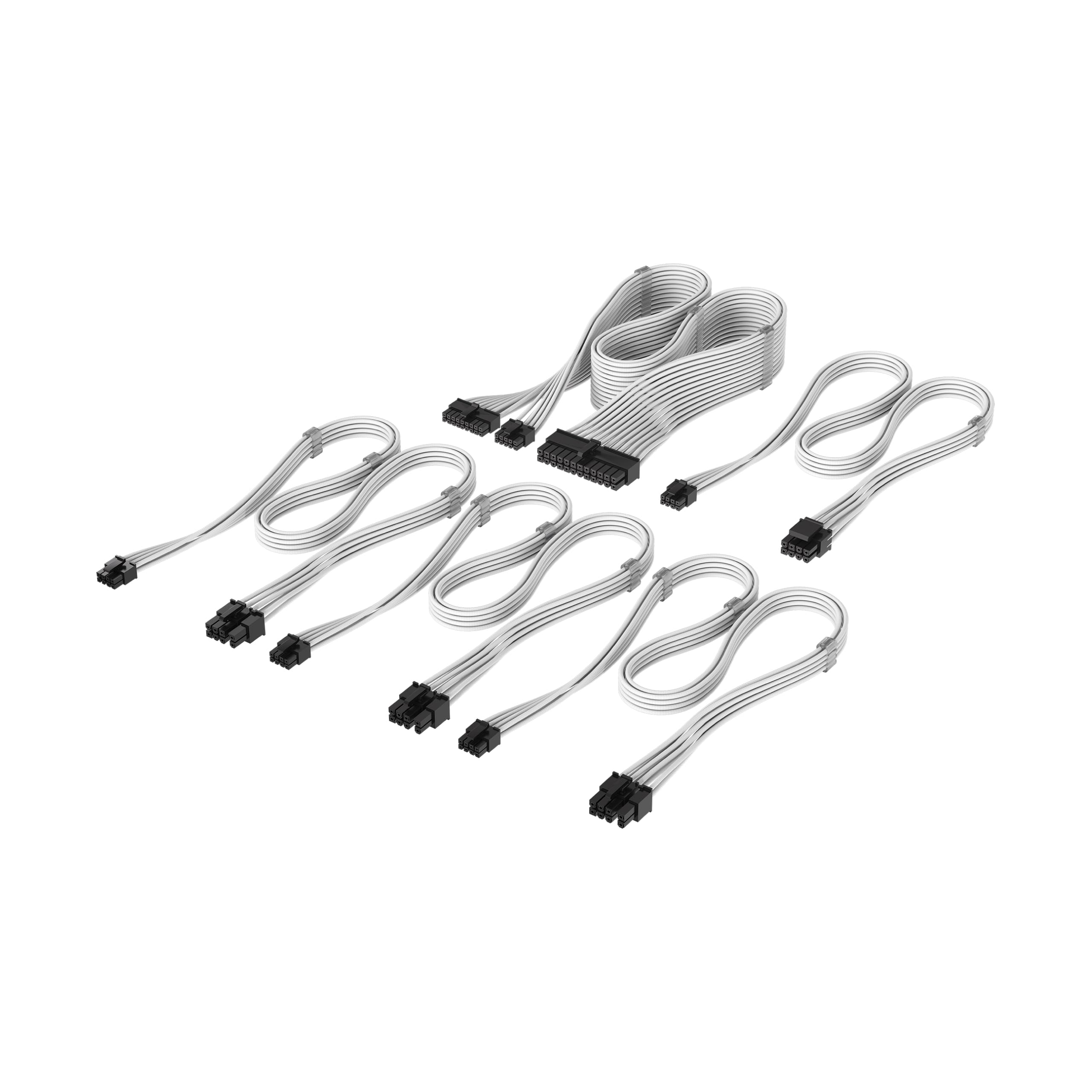 CORSAIR Elite Premium Type 5 Kit Starter di cavi PSU con Guaina Individuale – Guaina in paracord a tripla maglia, compatibile con PSU Corsair Type 5 – Bianco