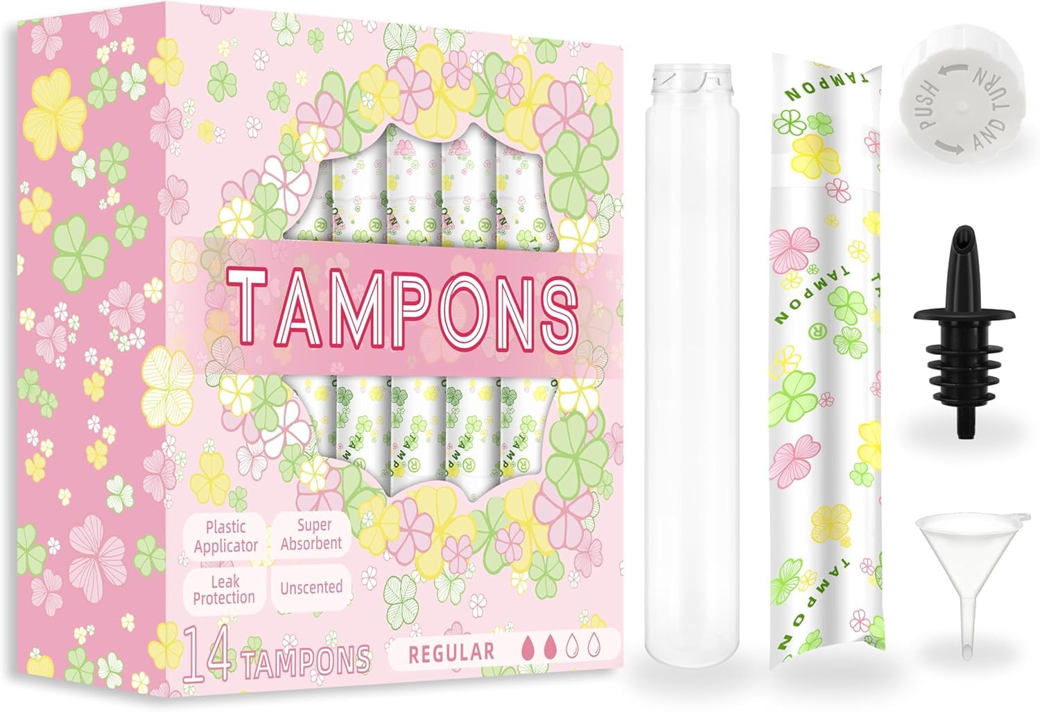 JUSONEY 14-Pack Tampon Flasks (21oz Total)-Hidden Flasks for Liquor, Hidden Alcohol Container for Concert,Nightclubs - Leakproof, Discreet & Easy Fill with Funnel