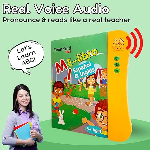 Miniatura 2 de ZeenKind Aprende español para niños  Libro de sonido en inglés español para niños pequeños  Juguete bilingüe alfabeto ABC números aprendizaje de