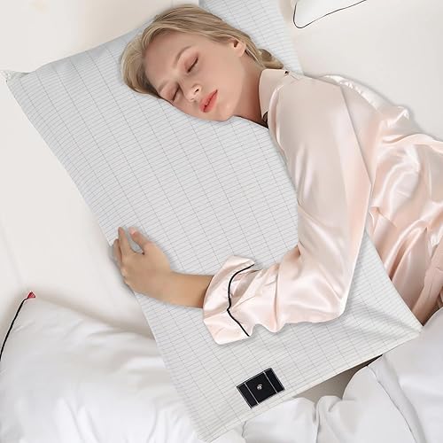 Miniatura 9 de 2 fundas de almohada de 20 x 30 pulgadas con cable de conexión a tierra, funda de almohada de algodón suave y cómoda, reduce la inflamación, fundas