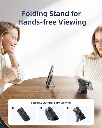 Miniatura 5 de Banco de energía magnético, cargador inalámbrico de 10000 mAh con carga de 20 W, soporte plegable, cargador portátil delgado plegable para iPhone