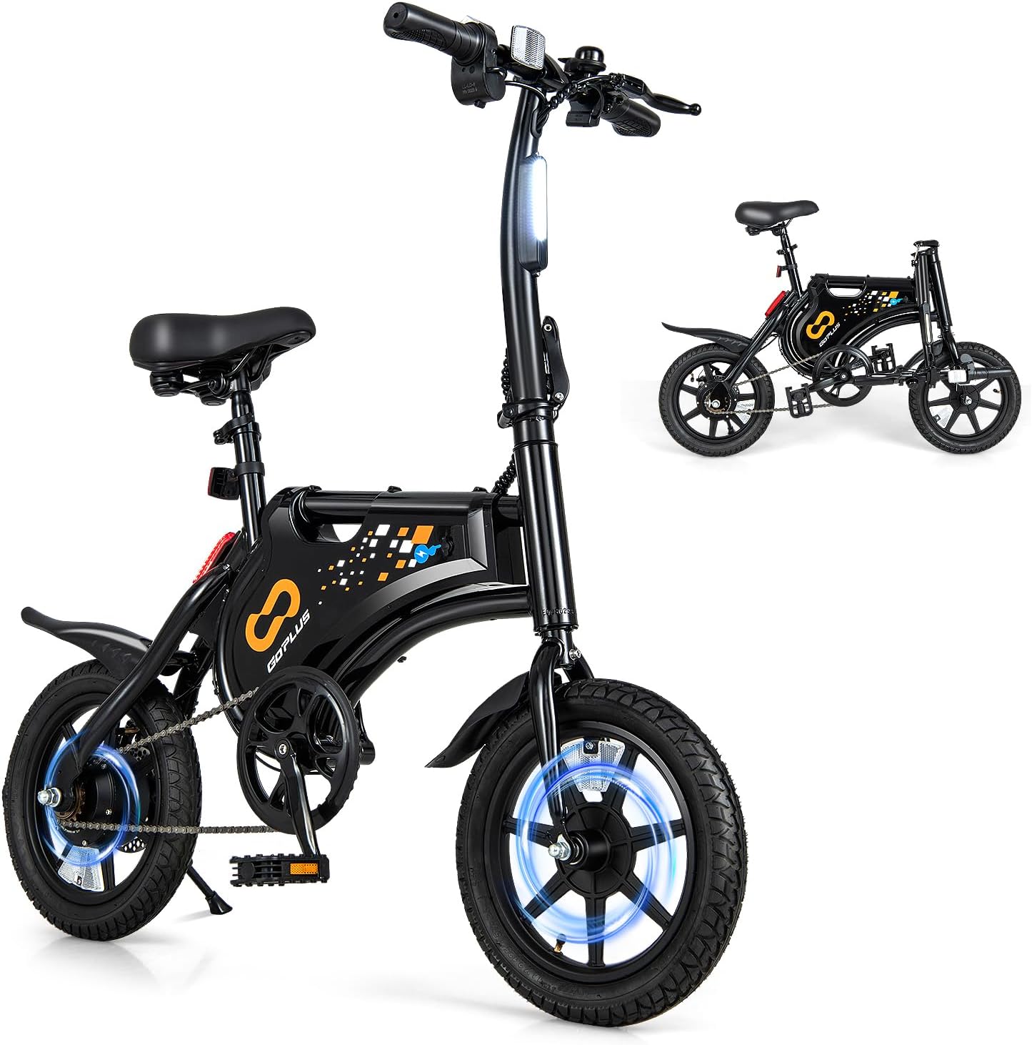 Goplus Electric Bike for Adults, 14” Folding Electric Bicycle w/ 350W Motor, 36V Battery, Twist Throttle, Adjustable Saddle, Waterproof City Cruiser Mini E-Bike with Cruise Control, 90% Pre-assembled Goplus Electric Bike for Adults, 14” Folding Electric Bicycle w/ 350W Motor, 36V Battery, Twist Throttle, Adjustable Saddle, Waterproof City Cruiser Mini E-Bike with Cruise Control, 90% Pre-assembled
