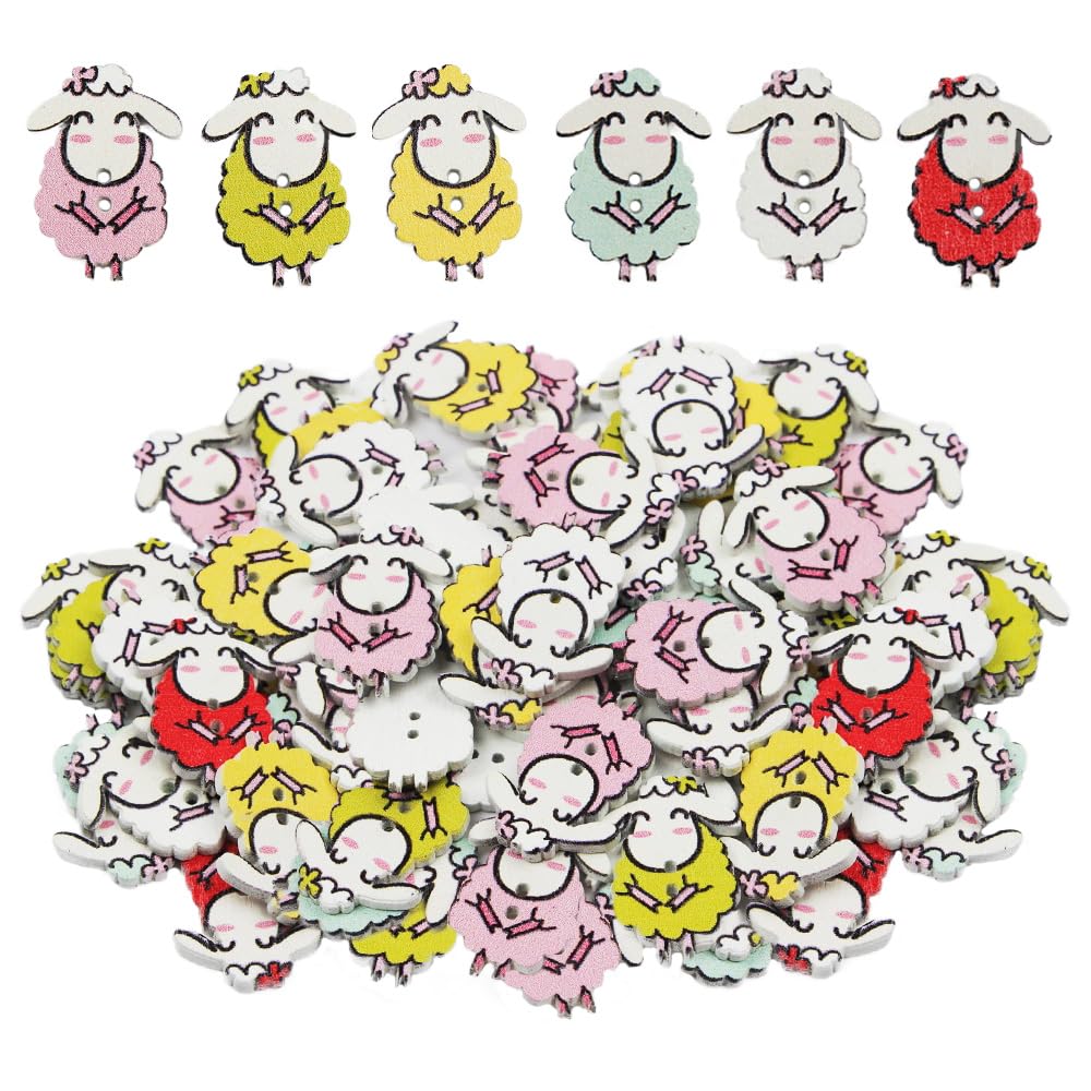 Boutons en bois mouton loisirs créatifs couture tricot mélangés