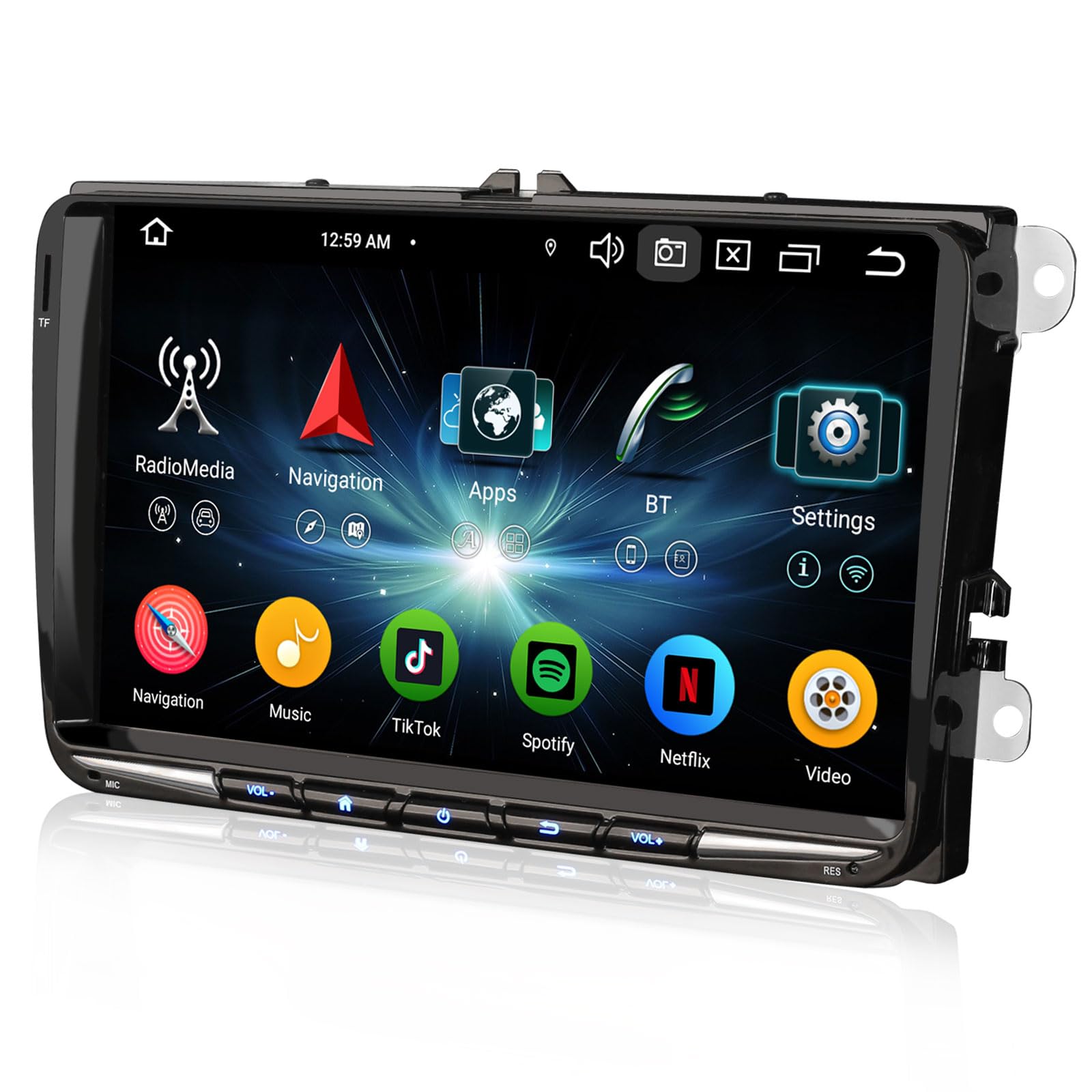 Erisin 9" 8-Core 4GO+64GO Android 16 Autoradio GPS pour VW Golf 5/6 Passat B6 B7 Polo 6R T5 Touran Caddy Tiguan Seat Skoda Navigateur Bluetooth 5.1 CarPlay Android Auto Dab+ WiFi 4G RDS DSP USB OPS