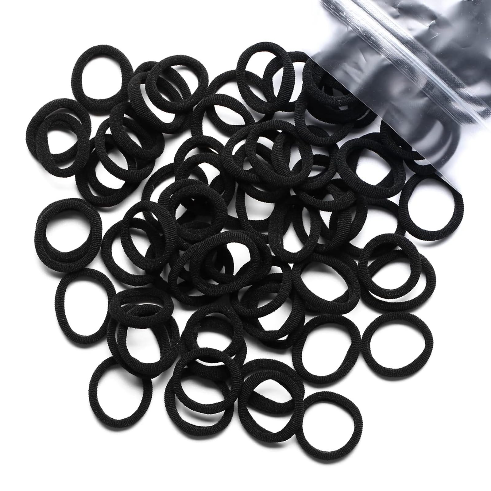 Hair Ties Mini Seamless Black Hair Bands Soft Elastics Ponytail Holders Hair Ties for Girls Toddler (100 Pcs)