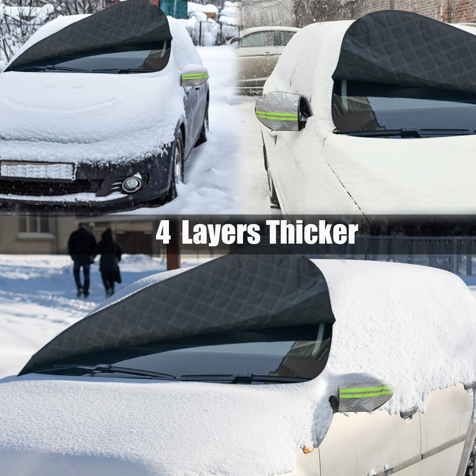 Protège Pare-brise Hiver 4 Couches Autreykorn - Anti-givre, Anti-neige, Anti-UV - Universel, Pliable Avec Sac De Rangement
