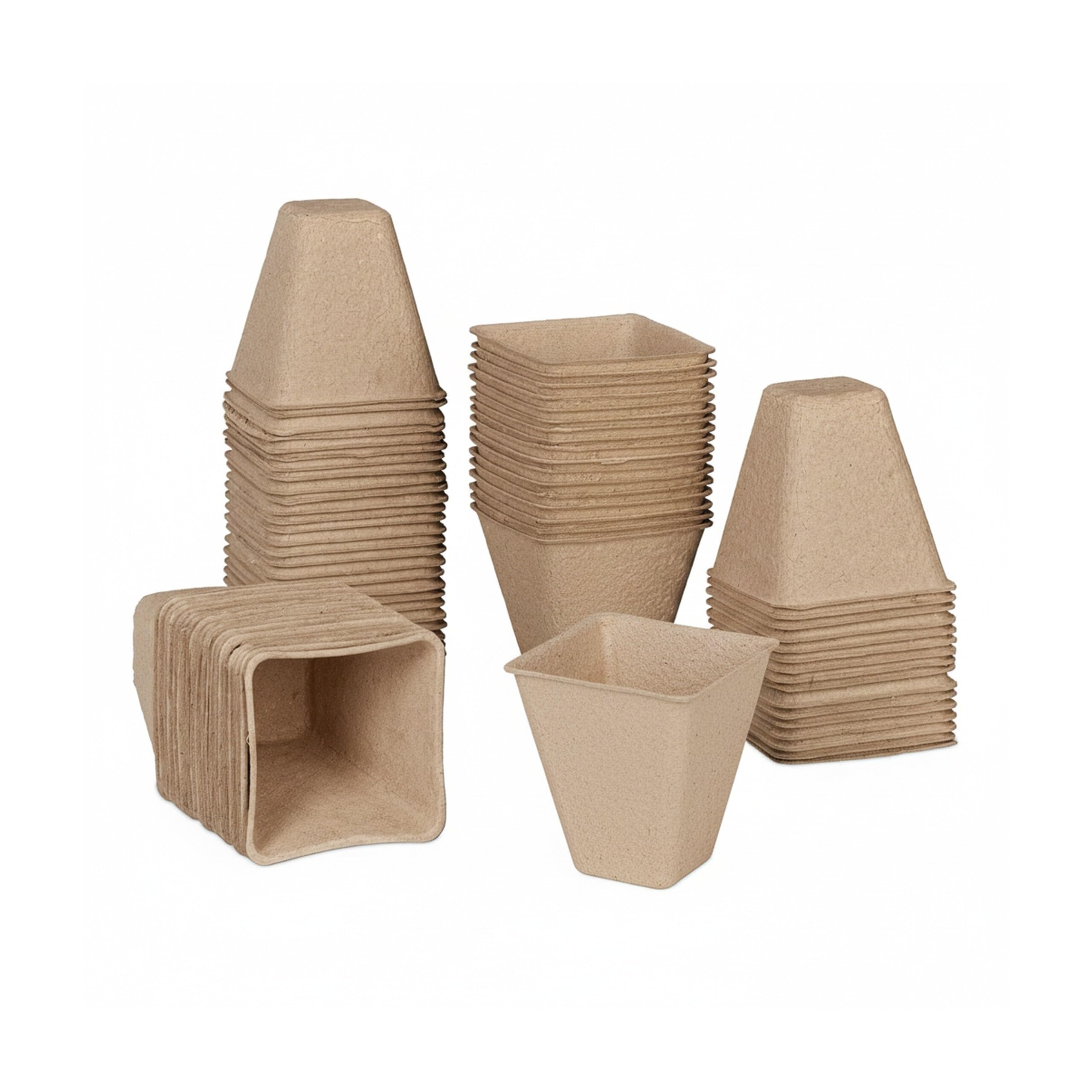 relaxdays Godets semis, lot Pratique de 80, carré, HLP 8 x 8 x 8 cm, Pots de Jardinage en Papier, Nature