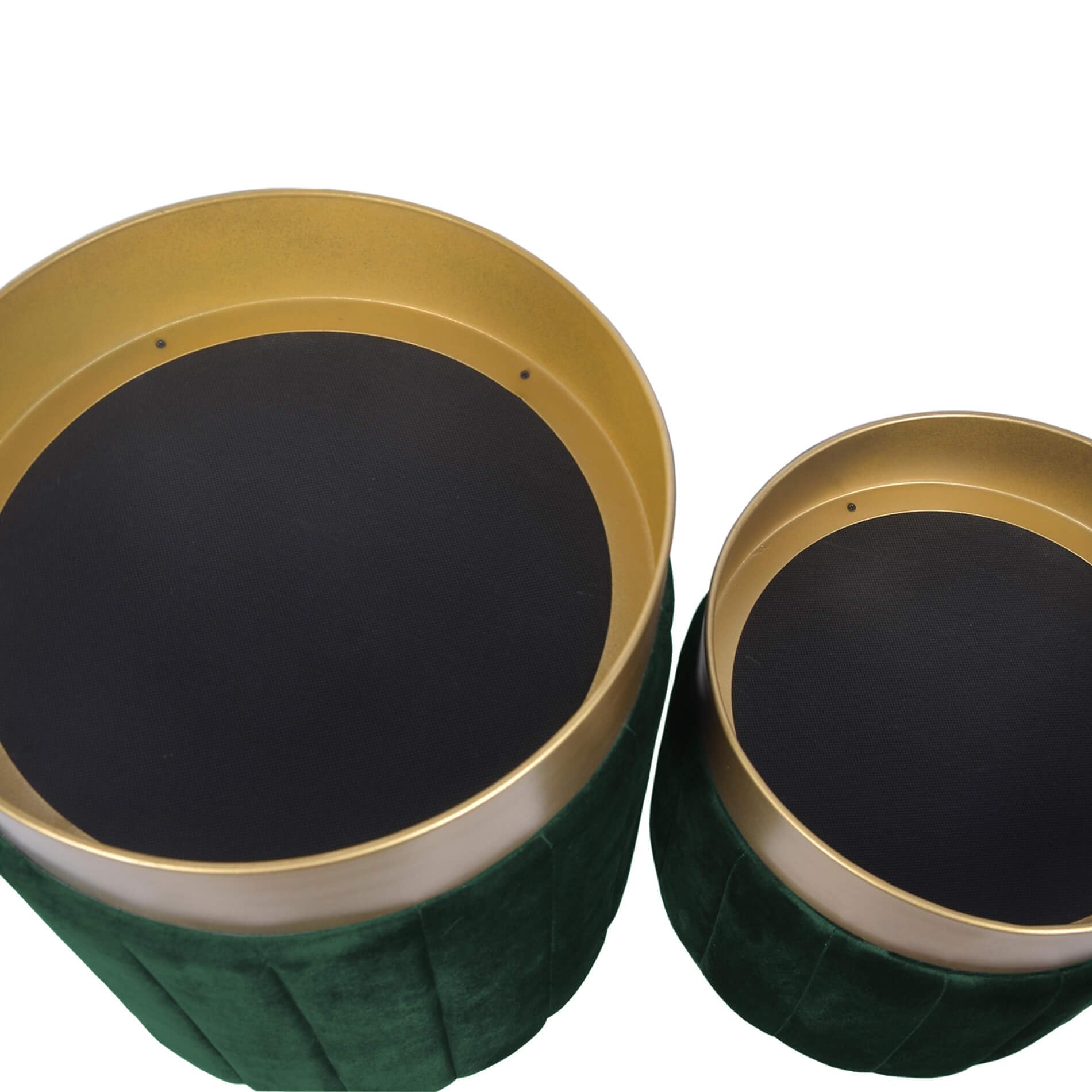 Rebecca Mobili Lot de 2 Poufs en Velours, Tabouret, Vert, MDF Fer, avec Rangement, pour Salon Chambre À Coucher - Dimensions HxLxP : 44 x 35 x 35 cm - Art. RE6834
