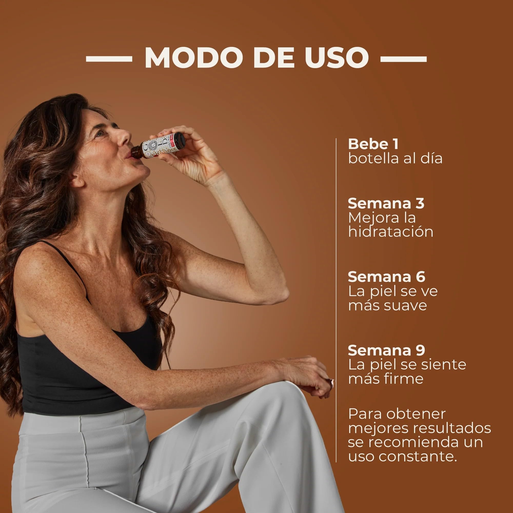 GOLD COLLAGEN New Forte Plus - Complemento con 8g de Colágeno Marino Hidrolizado y Biotina para el Cabello para Piel y Sistema Inmunitario, Vitamina C y Ácido Hialurónico, 1 Caja x 10 Botellitas 50 ml