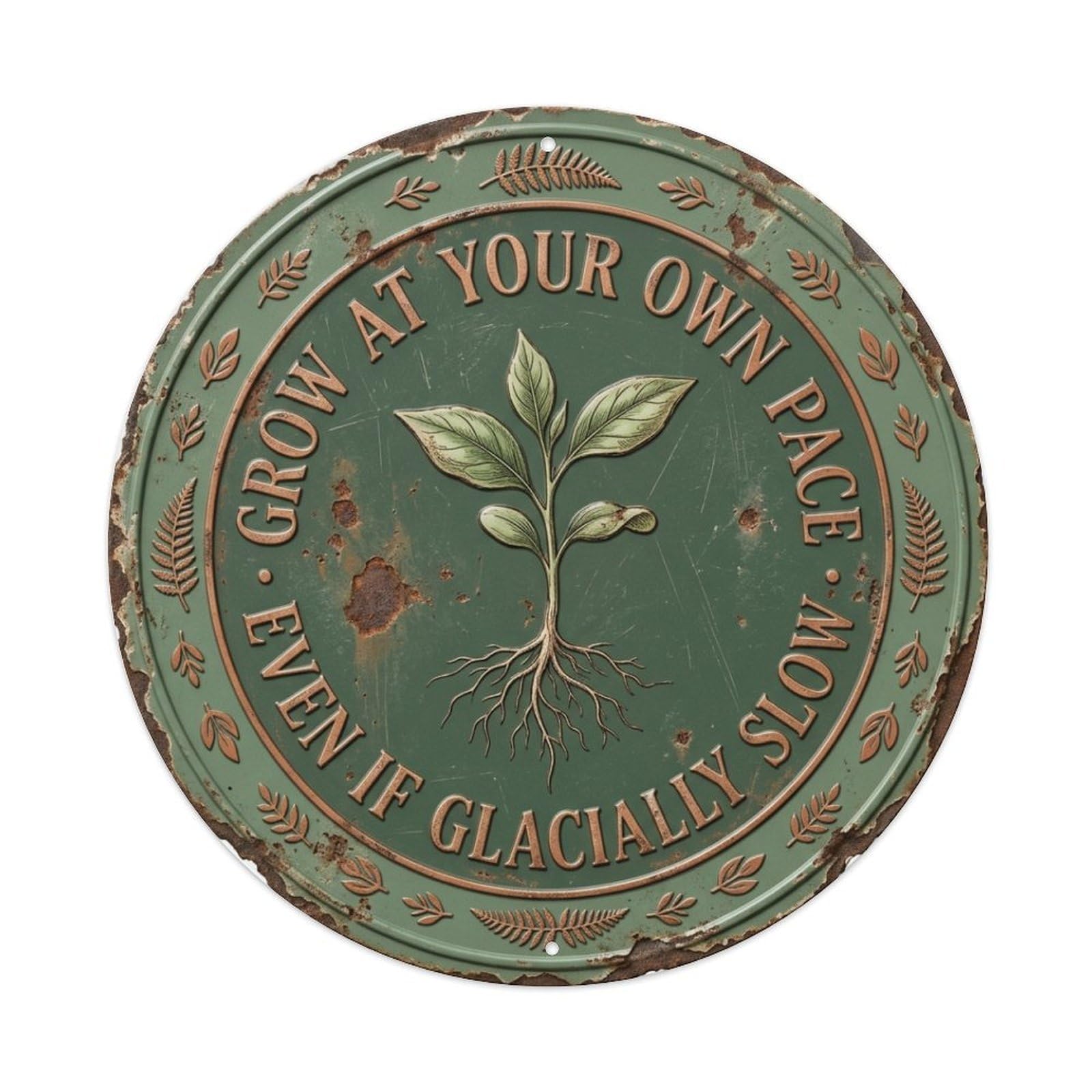 Botanical Sprout Growth Livingroom Vintage Metal Tin Sign Plaque Wall Decor for Cafe, Club Bar, Office, Garden Metal Poster 8x8Inch