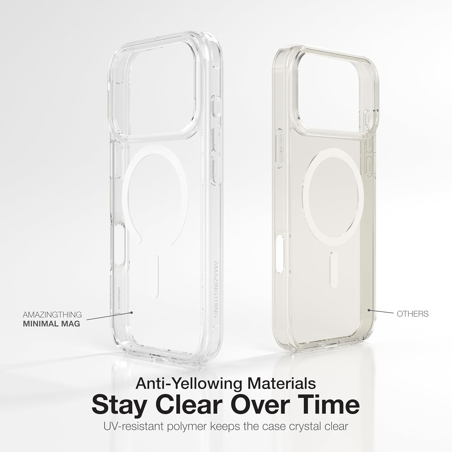 AMAZINGthing for iPhone 17 Pro Max [Minimal Mag Case], Designed for MagSafe Accessories, 7.7FT Drop Proof, Magnetic Phone Cover, Anti Yellowing, Transparent, Orange