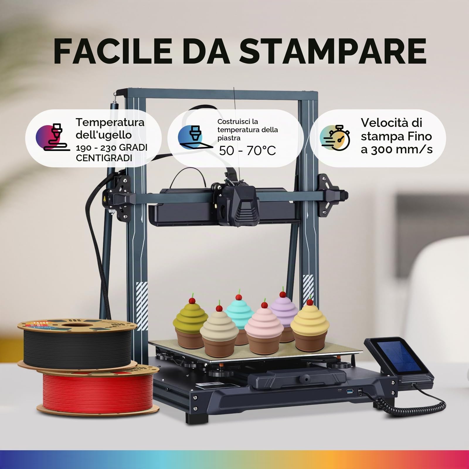 OVERTURE Matte PLA Filamento 1,75 mm Nero & Bianco, 2kg Matt | Opaco PLA • Neatly Wound • Finitura Opaca • Profondo • Precisione Dimensionale±0,02 mm • per Stampante 3D FDM
