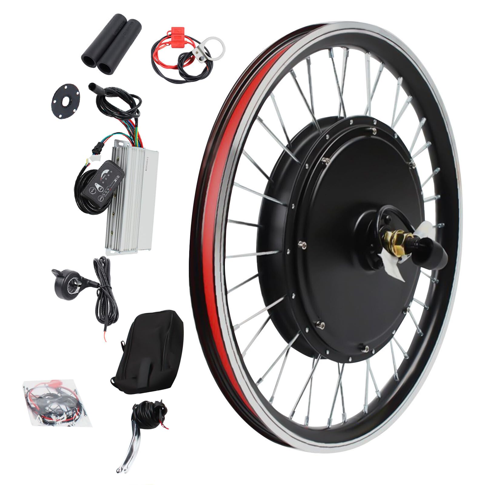 20 Inch 48V 1000W Elektrische Fiets Ombouwset – Voorwielmotor Met Display, Gashendel En Pedaalondersteuning
