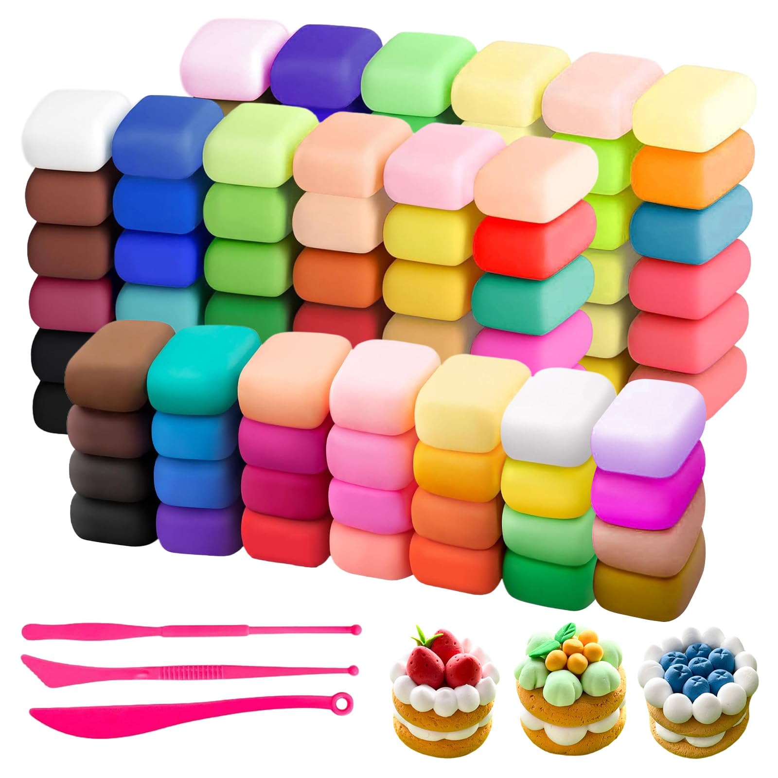 Argile Autodurcissante 48 Couleurs 336g Pâte à Modeler Souple et Flexible pour Enfants Activités Créatives Création Animaux et Objets
