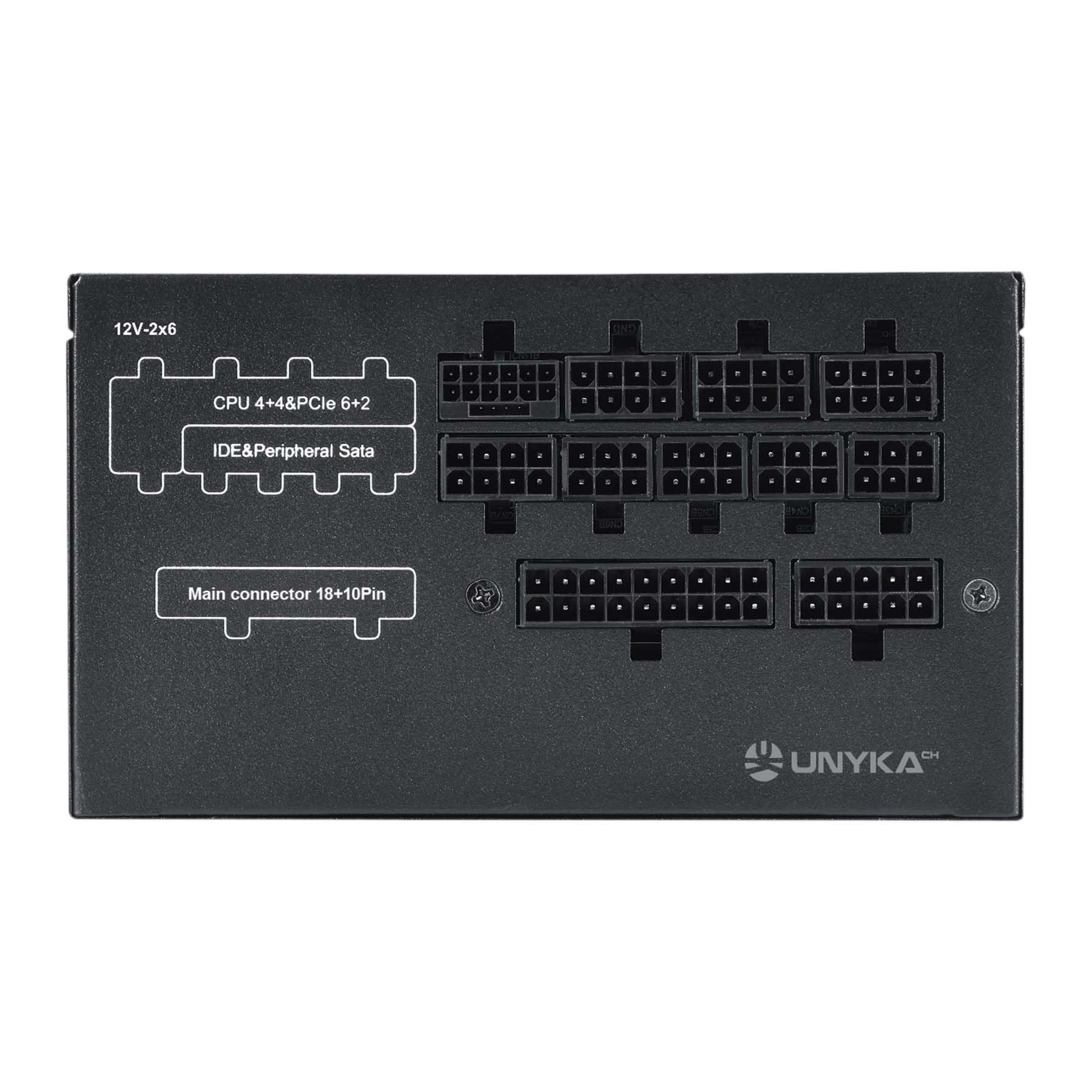 UNYKAch ATILIUS 750W Fuente de Alimentación ATX 3.1 PCIe 5.1 Cybenetics Gold – Full Modular PSU Gaming Silenciosa
