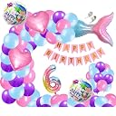 FI - FLICK IN 60 pcs 6th Birthday Decoration for Girls Tail Foil Balloon Garland Rainbow Number Foil Theme Birthday Decorations Aqua Theme Birthday Decorations (Pack of 60, Multi) gallery image